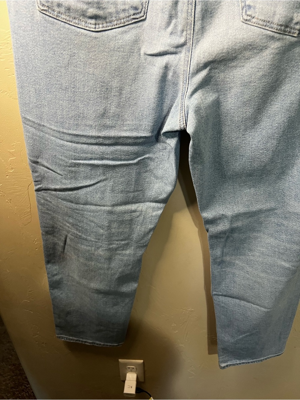 American Eagle Mom Straight High Rise Distressed Light Wash Denim Jeans - Picture 9 of 12